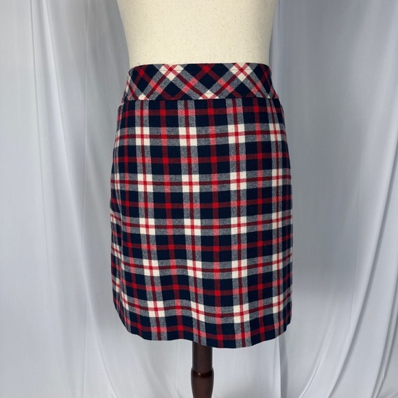 Talbots Red and Blue Plaid Wool Pencil Skirt Plus Size 2X - Picture 1 of 5